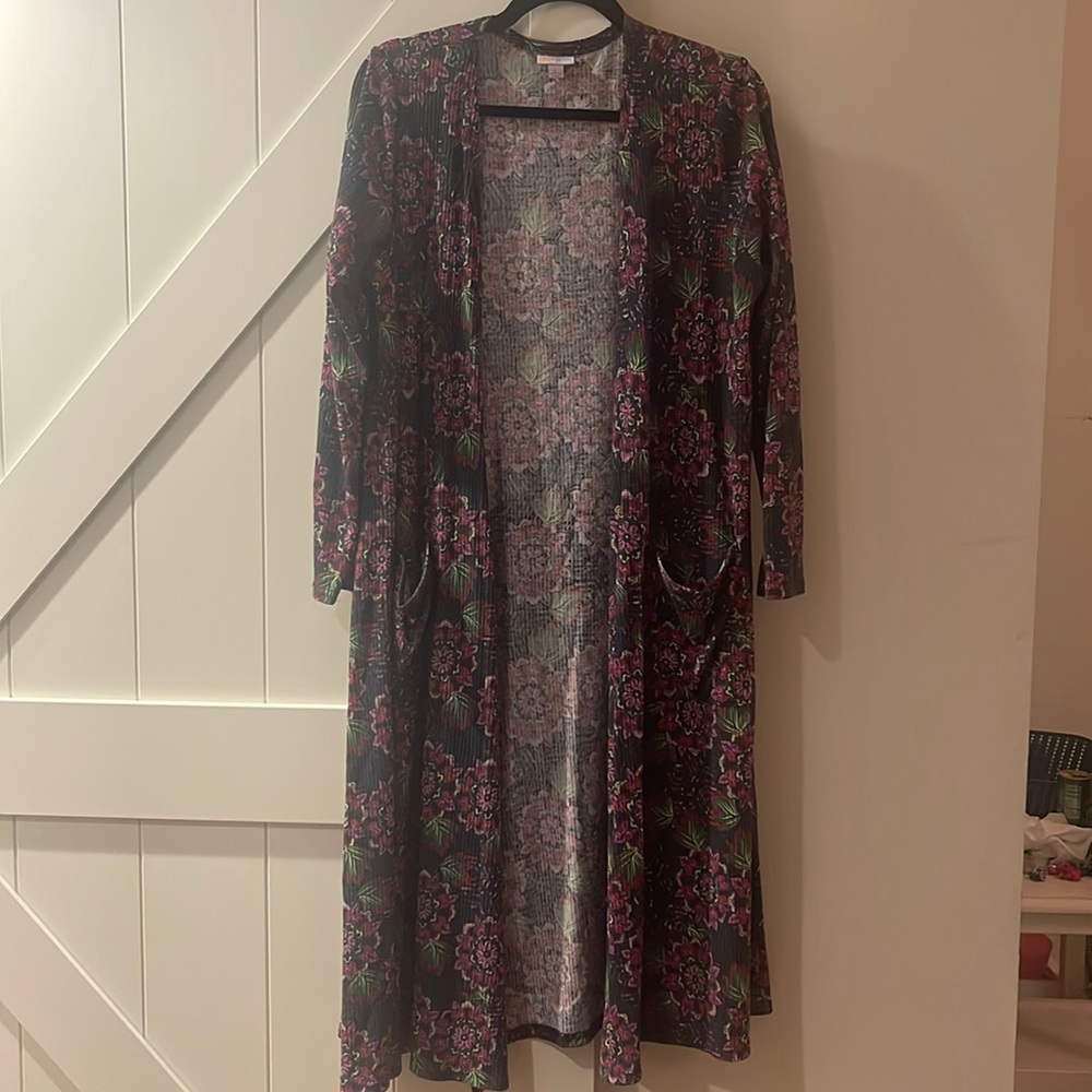 Lularoe Sarah Sweater Duster floral Large